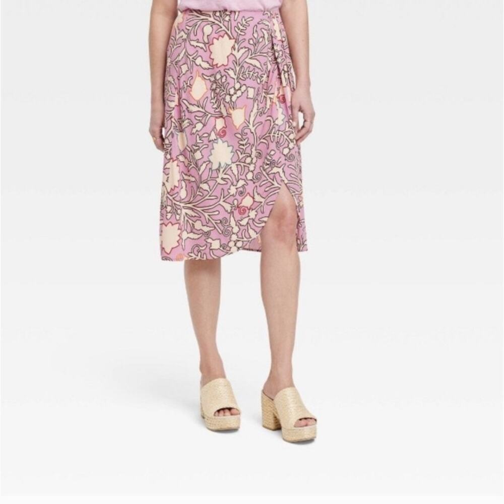 Knox Rose Boho Faux Wrap Floral Pull-On Skirt Sz. XL